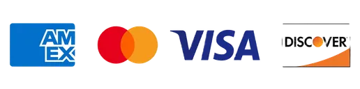 Accepted payment methods: Visa, Mastercard, American Express, Discover, Zelle